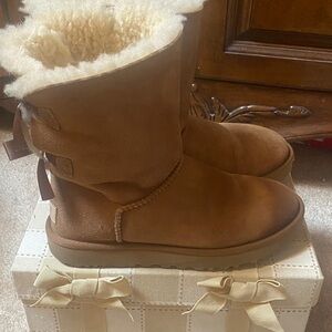 UGG Bailey Bow Chestnut Suede Boots